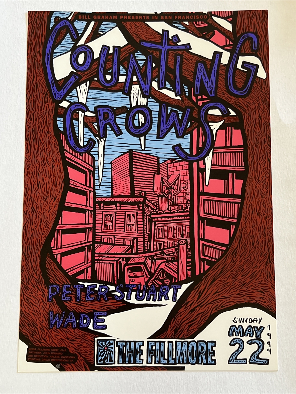 Counting Crows Original Concert Poster Fillmore May 22 1994 Set Part 4 of 4