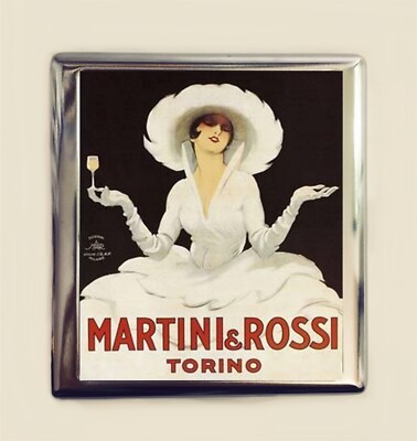 Martini Ad Cigarette Case Business Card ID Holder Wallet Art Deco