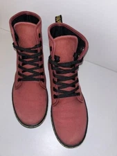 Dr. Martens Shoreditch Maroon Red Canvas High Tops Boots Shoes Sz 6L
