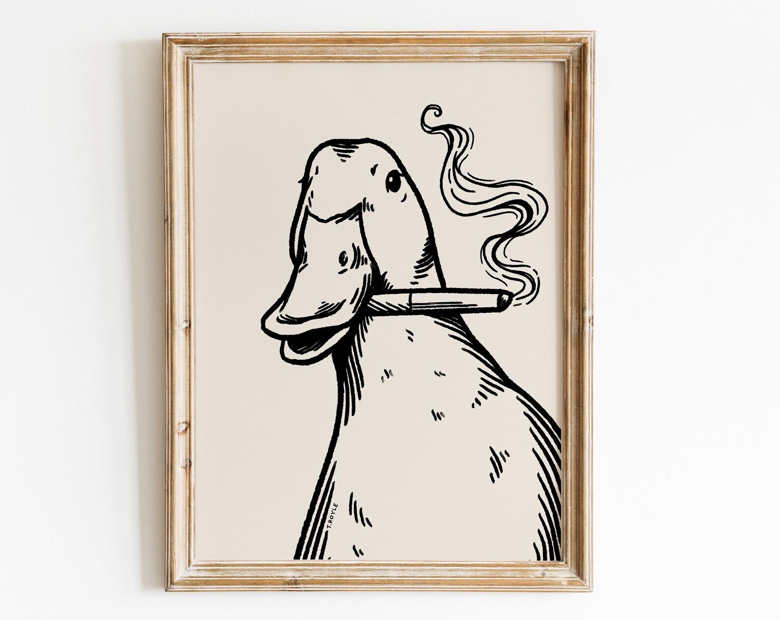Duck Smoking Print Duck Art Retro Print Vintage Art Funky Wall Art Modern Art