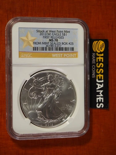 2012 (W) SILVER EAGLE NGC MS69 FR STRUCK AT WEST POINT FROM MINT SEALED BOX #25