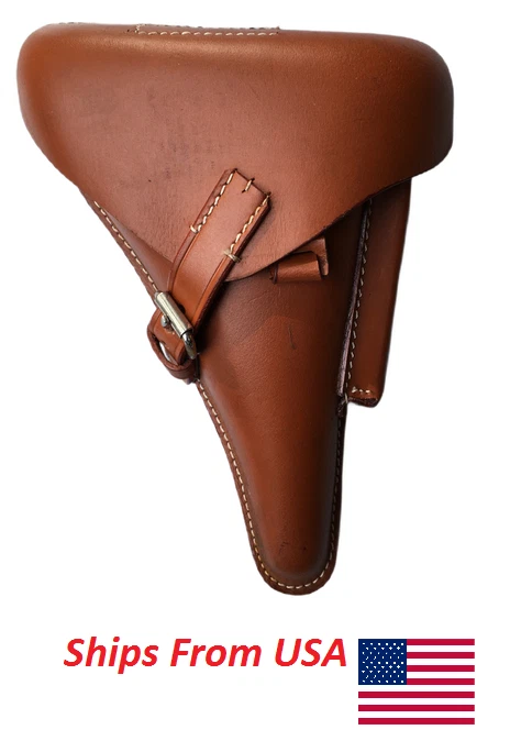 Coldre de couro marrom rígido alemão Luger P08 Segunda Guerra Mundial - Imagem 2 de 4