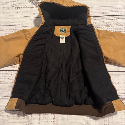 Berne Jacket Hooded Lined Zip Tan Work Wear Canvas Farm Youth Large (14-16) - Picture 8 of 15