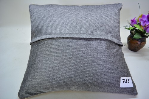 Traditional Hand Knotted Kilim Pillow, 16x16in, White Retro Vintage Pillow, - Picture 10 of 11