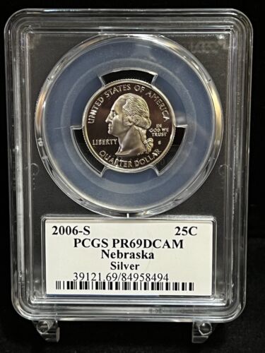 2006 S Nebraska Proof Silver Quarter PCGS PR69DCAM Flag Label