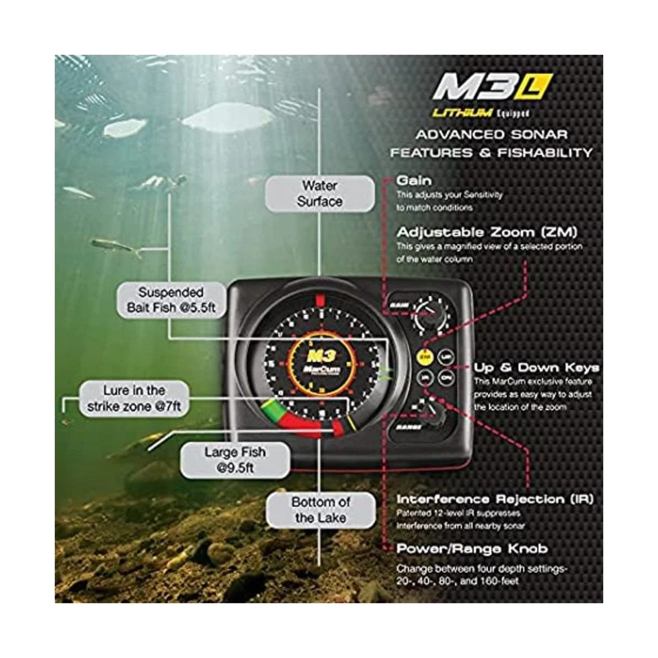 MarCum M3L Lithium Equipped Flasher System | Ice Fishing Gear | Fish Finder |... - Image 4 of 4