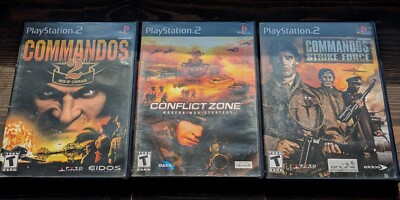 Sony PS2 Video Games Shooter Lot Of 3x-Conflict Zone, Commandos 2 & Strike Force