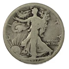 1917-D Reverse Denver Walking Liberty Silver Half 50c Good GD G+