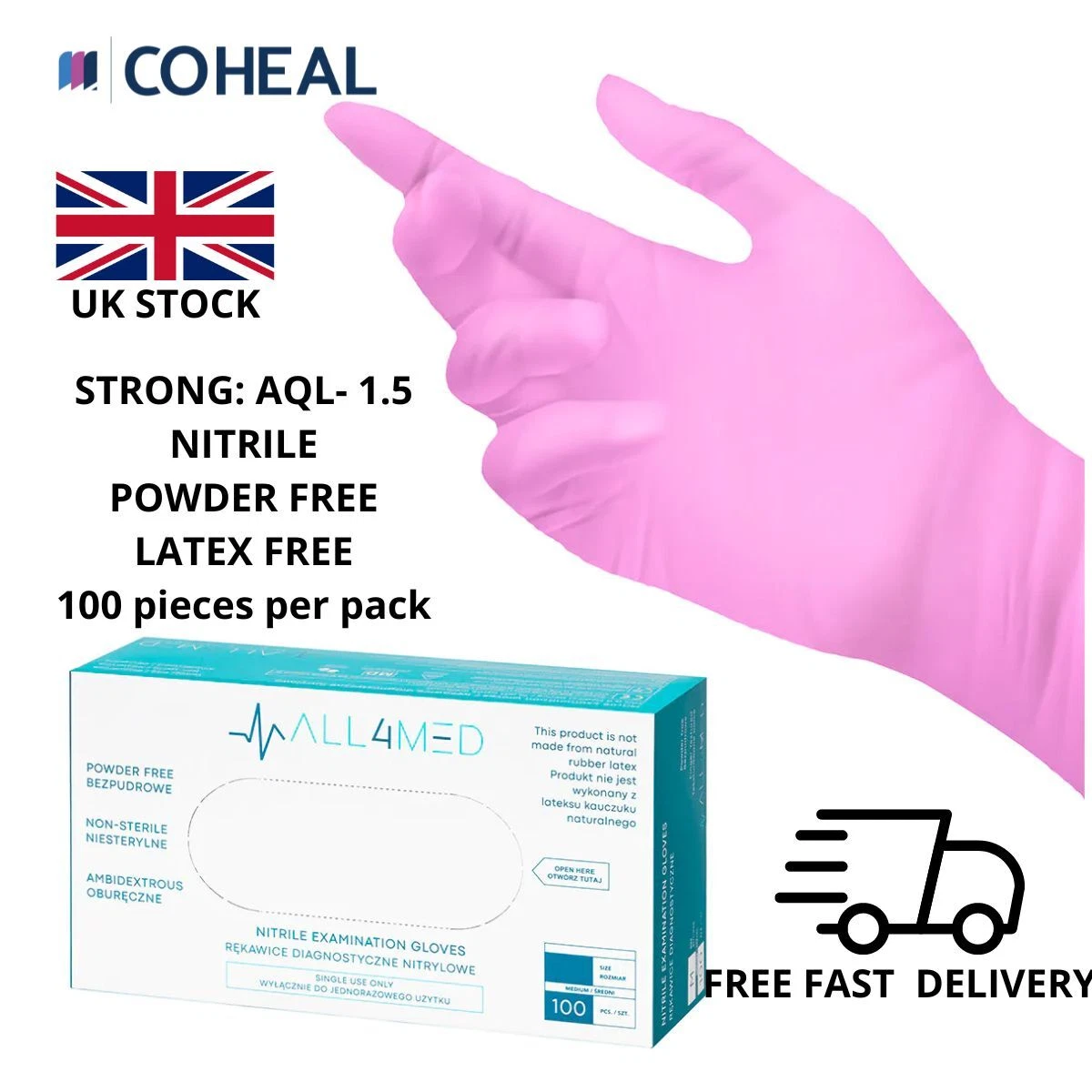 Disposable Gloves Powder Free Latex Free Clear Vinyl Nitrile Pink 100