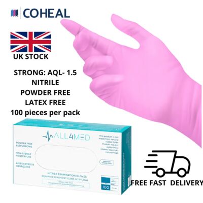 Disposable Gloves Nitrile Pink 100