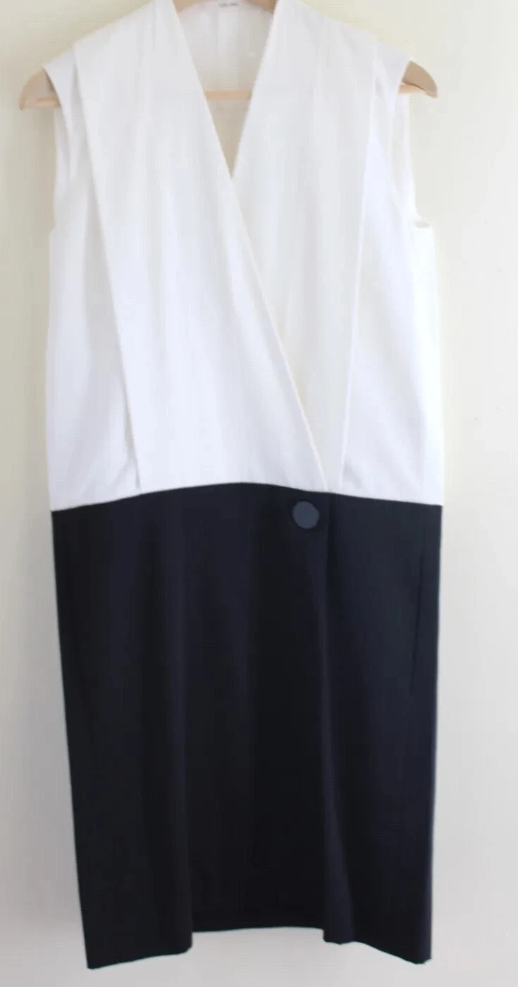 Abito tubino dritto CELINE tg 36 4 6 elegante bianco nero minimalismo