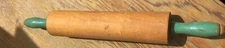 Vtg. Maple Wood Rolling Pin Jade Green Handles  Retro Primitive Style - 17 “+-