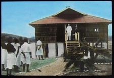Glass Magic Lantern Slide HOSPITAL PORT MORESBY C1910 PHOTO PAPUA NEW GU...
