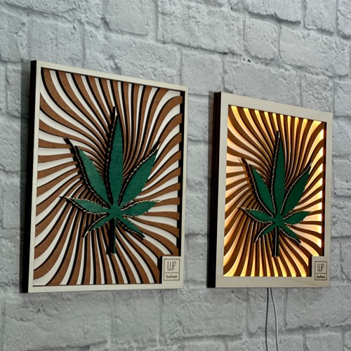 Quadro in Legno Regalo per Cannabis Club Decorazione da Parete Compleanno Foglia di Marijuana - Foto 13 di 14