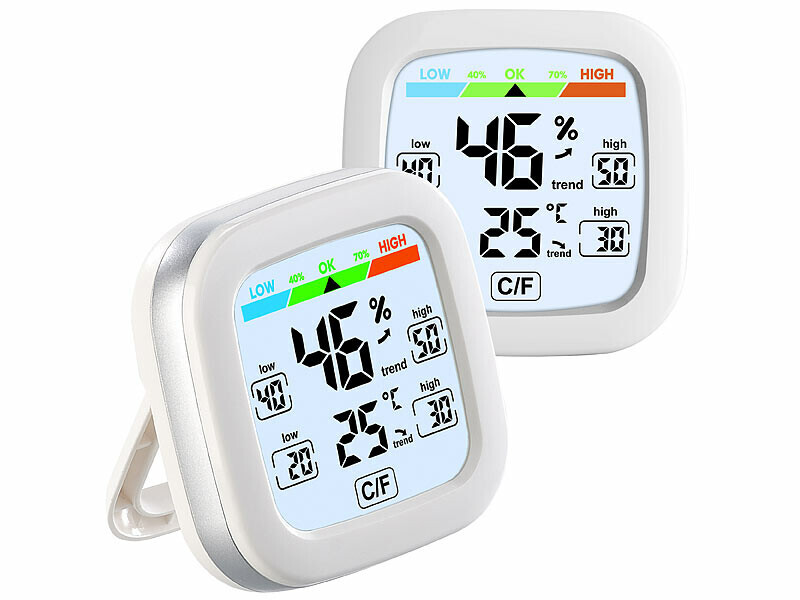 2 thermomètres-hygromètres numériques à écran LCD haute précision pour la maison