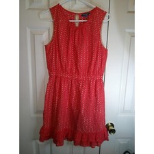 Peter Som Coral Eyelet Dress Sleeveless Ruffle Hem Summer Party Dress 8