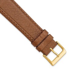 DeBeer 20mm Havana Brown Genuine Calf Leather Gold-tone Buckle Watch Band