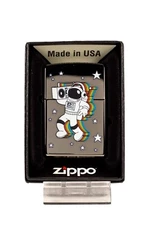 Rocking Space Man with Boombox - Black Ice Zippo Lighter - Standard Insert