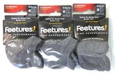 3 Pairs Feetures High Performance Socks Cushion No Show Tab Medium Heather Gray