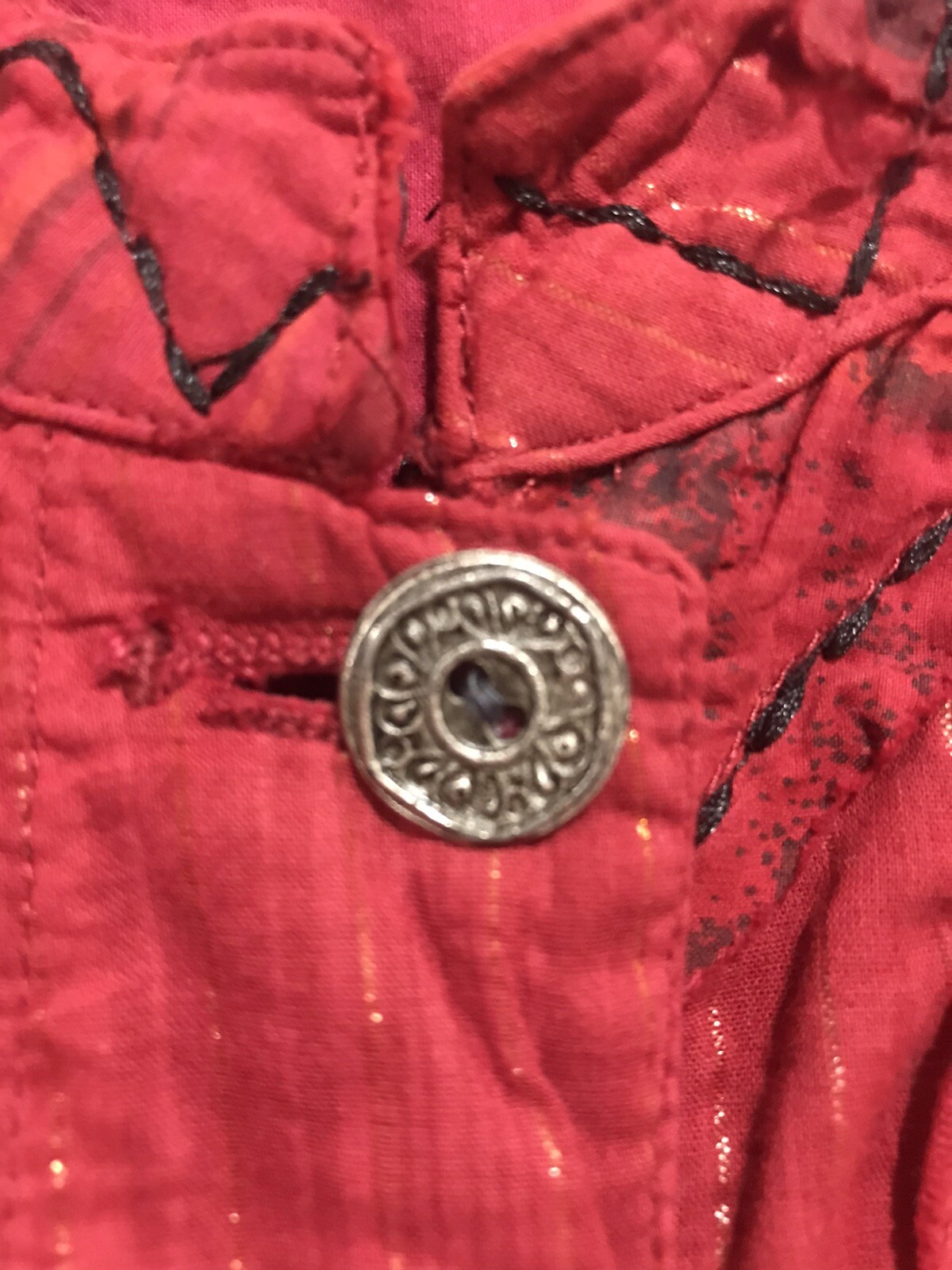 Chicos Jacket Sz 3 (XL) Red Embroidery Applique P… - image 4