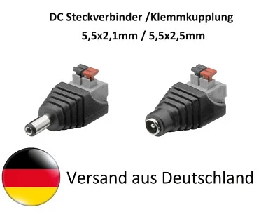 DC Klemmkupplung Hohlbuchse Hohlstecker 5,5x2,1mm / 5,5x2,5mm Steckverbinder