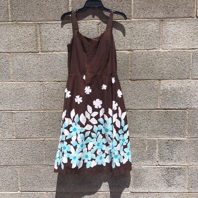 blue and brown midi dress DOTTY LOVE WOVEN MIDI DRESS l FLYING TOMATO BROWN BLUE / S
