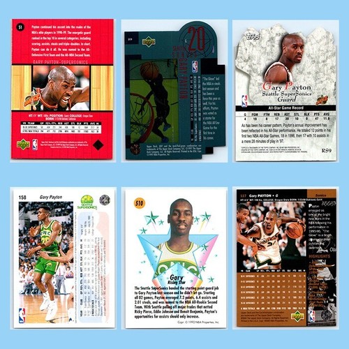Lot of 6 Gary Payton Basketball Cards Sonics Bucks Lakers Celtics Heat HOF - Picture 2 of 2