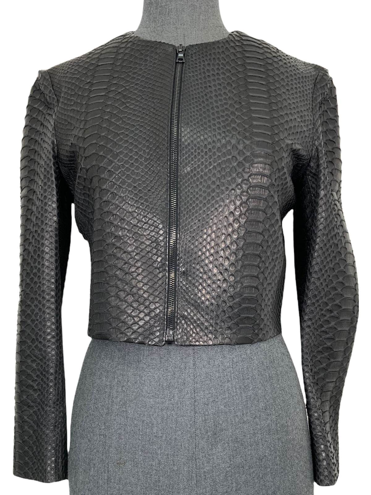 The Row Python Snakeskin Cropped Stanta Jacket Si… - image 1