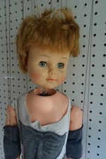 Creepy Babydoll Marionette made from Vintage Doll-Blinks Eyes
