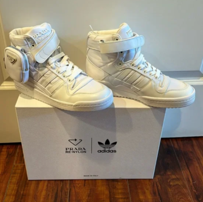 adidas gazelle silver green womens Adidas x Prada Unisex Re-Nylon White High Top Sneakers main image 0