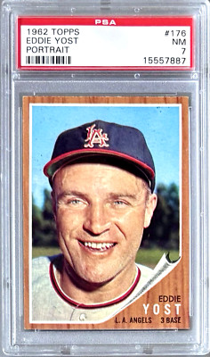 1962 TOPPS #176 EDDIE YOST PSA 7 NM ANGELS ** PORTRAIT **