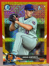 2018 BOWMAN CHROME JORDAN HUMPHREYS #38/50 GOLD REFRACTOR MOJO NY METS