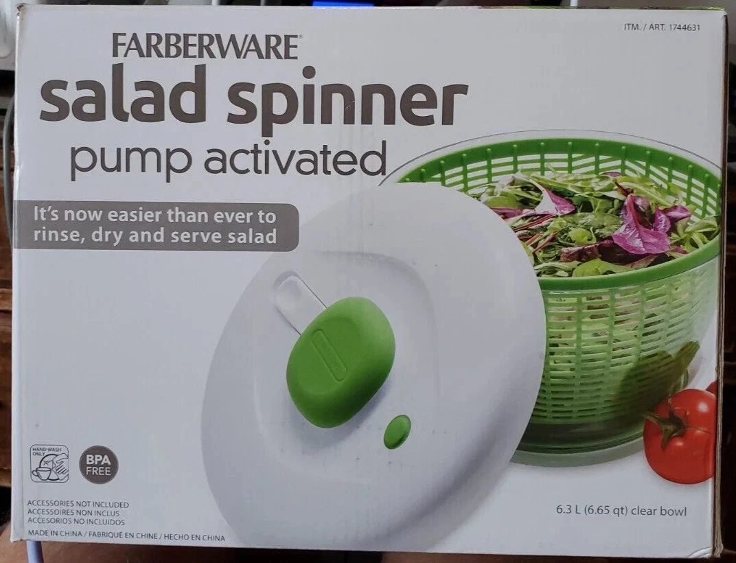 Farberware Pro Pump Salad Spinner with Bowl, Colander & Built in Draining System