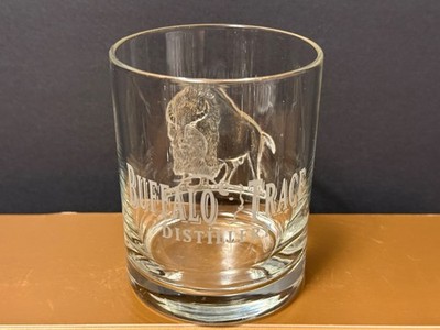 Rare Buffalo Trace Distillery Bourbon Whiskey Embossed Buffalo Rocks Glass