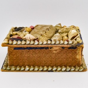 Victorian Era Cardstock Board Jewelry Coffin Box Sailor's Valentine Long Hinge