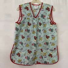 Vintage Artistic Creation Cobbler Smock Apron Womens Medium Floral Pockets Snaps