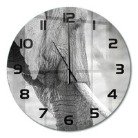 Runde Moderne Glas-Wanduhr Aus GehäRtetem Glas Elefant Schwarze Zeiger Fi60 Cm