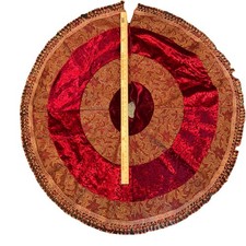 Red Ornament Christmas Tree Skirt 44  Inch Diameter, Tassels, Red Holiday