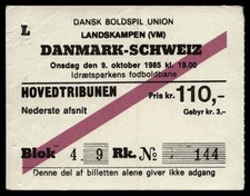 Boleto 1985 Dinamarca vs Suiza WC/EURO Qualifier 41114