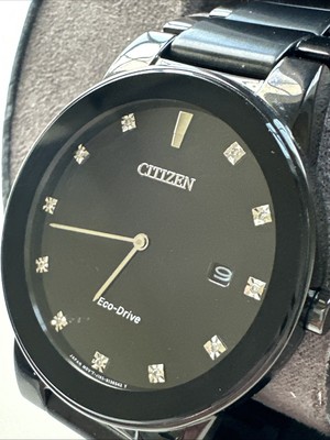 Citizen Eco-Drive Men's Diamond Markers Black Bracelet Watch 40MM AU1065-58G