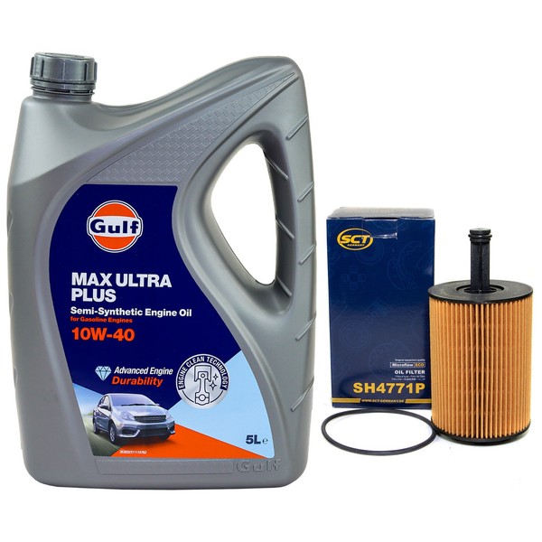 MotoröL Set Gulf Max Ultra Plus 10W-40 5 Liter + ÖLfilter FüR Seat Skoda Fabia I-image