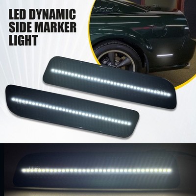 2pcs Smoke Lens LED White Rear Side Marker Lamp Light For Ford 2005-2009 Mustang