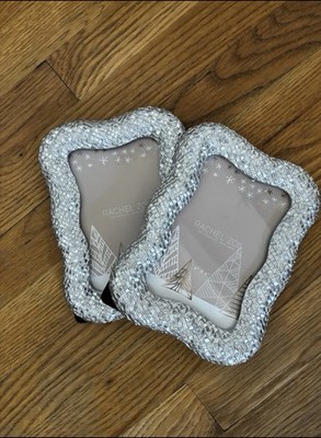 Rachel Zoe Set of 2 Silver Woven Glitter 4x6 Picture Photo Frames Textured NWT