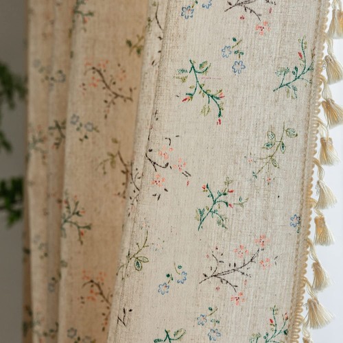 Floral Bedroom Curtains 84 Inch Length 2 Panels Set Farmhouse Semi Sheer Livi...