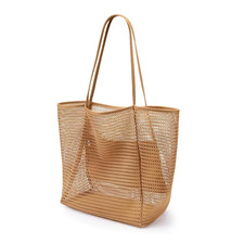 Foldable Beach Mesh Tote Bag Large Capacity Summer Travel Shoulder Bag
