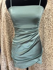 Windsor Green Ruched Mini Dress XS Spaghetti Strap Bodycon Stretch Festival Y2K