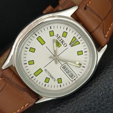 VINTAGE SEIKO 5 AUTOMATIC 6309A JAPAN MENS WHITE COLOR DIAL WATCH a708429-1