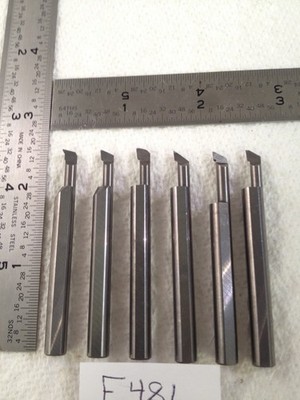 6 USED 1/4'' SHANK MINI CARBIDE BORING BARS. HEAD SIZES  .175'' - .195'' USA (F481)