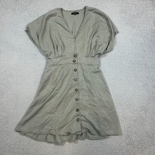 Quince Vintage Wash Tencel Button Front Midi Olive Dress Size Medium