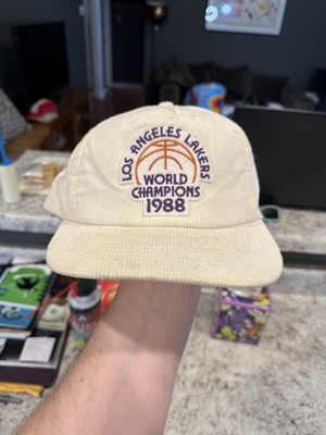 Vintage 1988 Los Angeles NBA World Champions Corduroy SnapBack Hat Cap Magic 80s